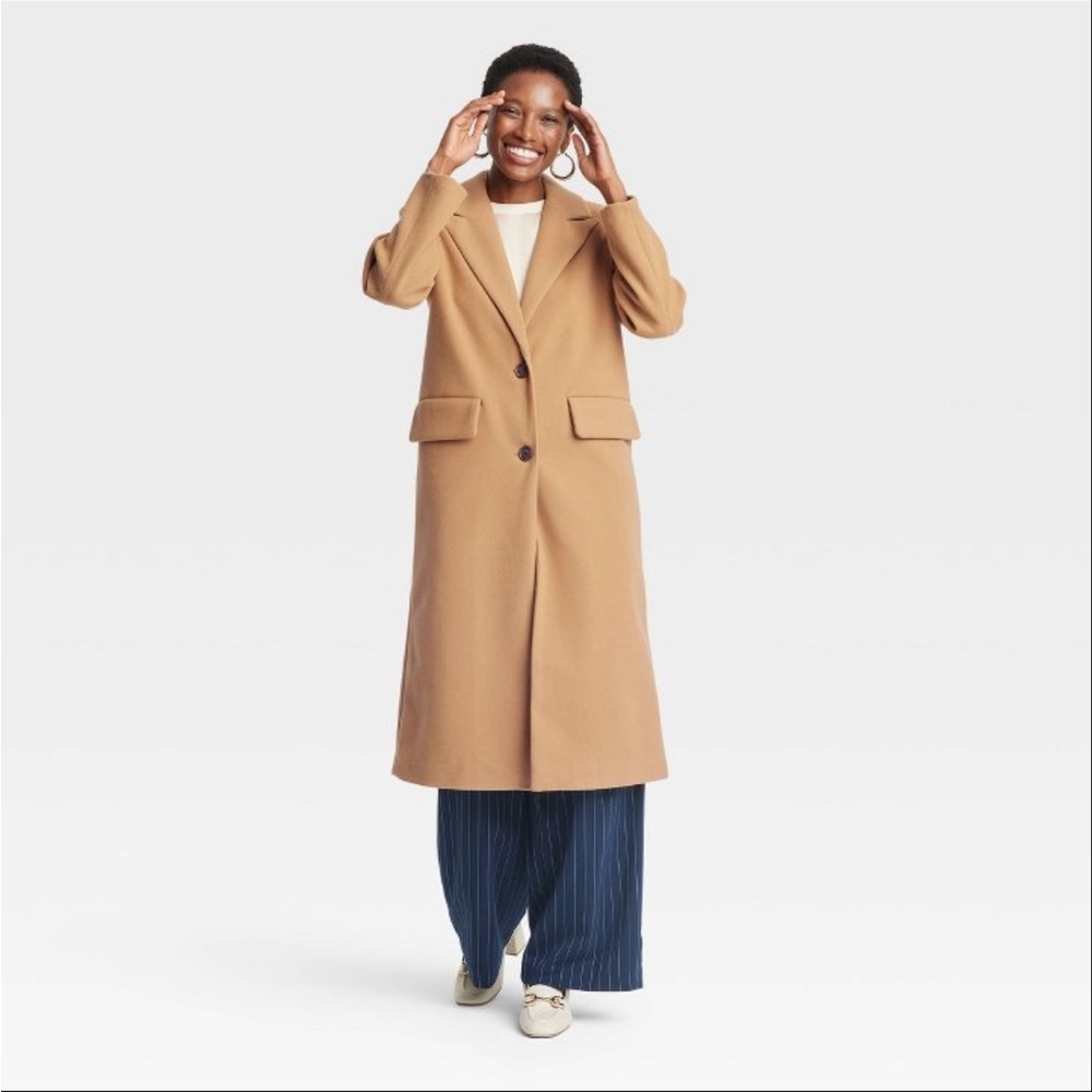 Women fur wool topcoat size medium